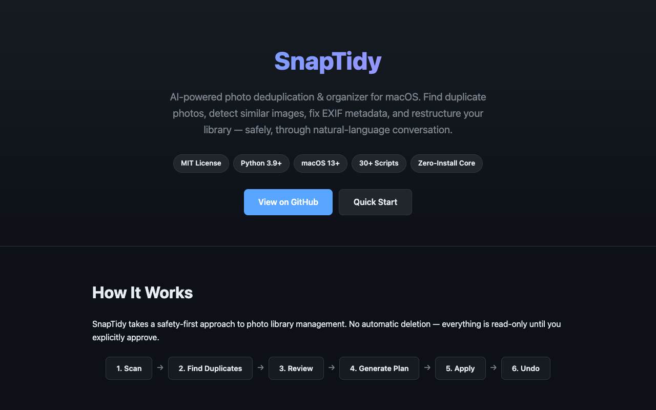 SnapTidy Landing Page